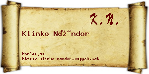 Klinko Nándor névjegykártya